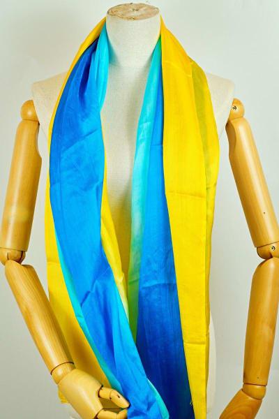 Mulberry Silk Scarf Mixed Colors - Blue - Yellow