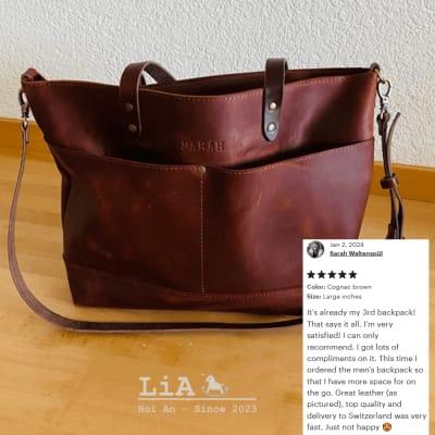 Sarah’s Crossbody Bag, Burgundy Beeswax Leather at LiA Hoi An