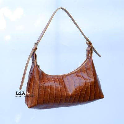 LiA Hoi An’s Shoulder Bag - Cowhide with Embossed Crocodile Leather