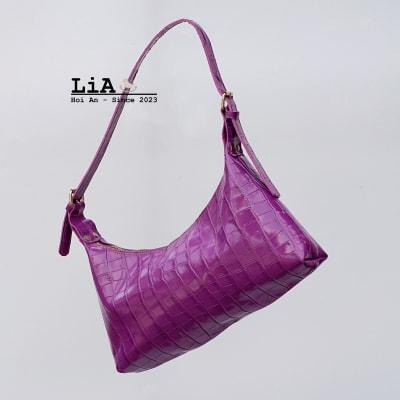 LiA Hoi An’s Embossed Crocodile Shoulder Bag – Lotus Cowhide