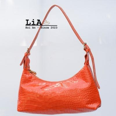 LiA Hoi An’s Orange Embossed Crocodile Shoulder Bag – Cowhide