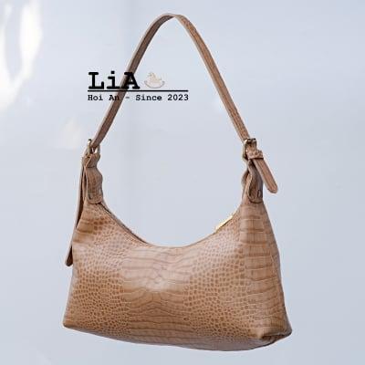 LiA Hoi An’s Embossed Crocodile Shoulder Bag – Peanut Color