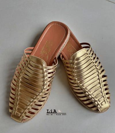 Lia Hoi An’s Woven Leather Mule – Platinum leather