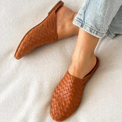 LiA Hoi An’s Cognac Woven Leather Mule