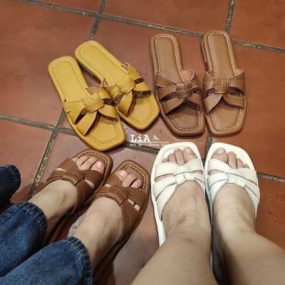 Personalized Chic and Comfy Bow Knot Flat Sandals – Real Leather Slides| Lia Hoi An