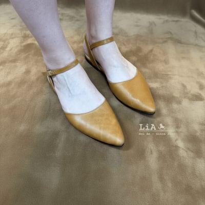 Camel Leather Slingback Shoes for Women – Handmade Low Heel Elegance| LiA Hoi An