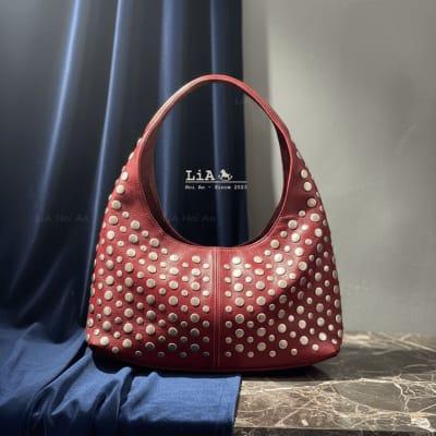 LiA Hoi An Personalized Leather Full Studded Red Shoulder Bag