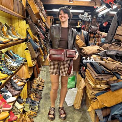 Customized Genuine Leather Hip Bag, Burgundy Real Leather Chest Bag, Pullup Sling Bag| LiA Hoi An Leather