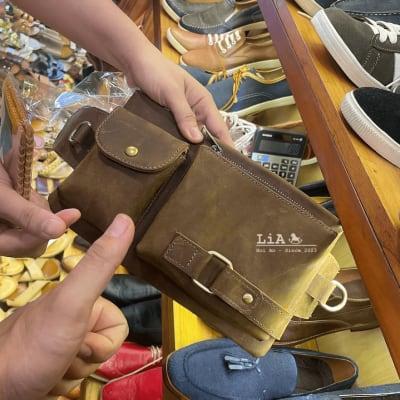 Vintage Leather Hip Bag Hoi An, Wax Real Leather Chest Bag, Cowhide Sling Bag| LiA Hoi An Leather