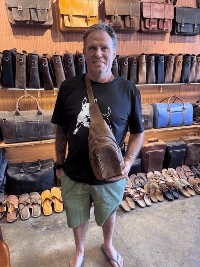 Vintage Leather Chest Bag Hoi An, Wax Real Leather Sling Bag| LiA Hoi An Leather