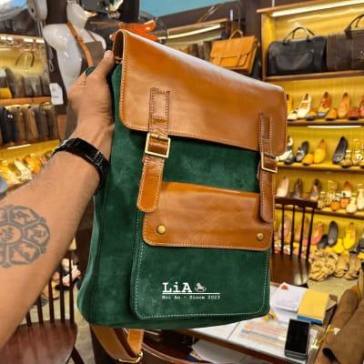 Real Leather Backpack Hoi An, Custom Made backpack Bag, Mix Color Leather Backpack, Laptop 17" Travel Bag| Lia Hoi An Leather