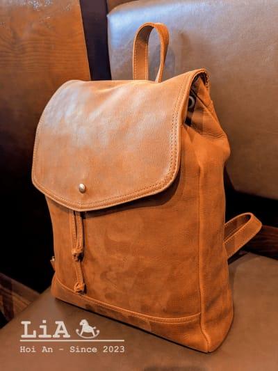Real Leather Drawstring Backpack Hoi An, Custom Made backpack, Pullup Wax Leather Backpack, Laptop 17 inch Travel Bag| Lia Hoi An Leather