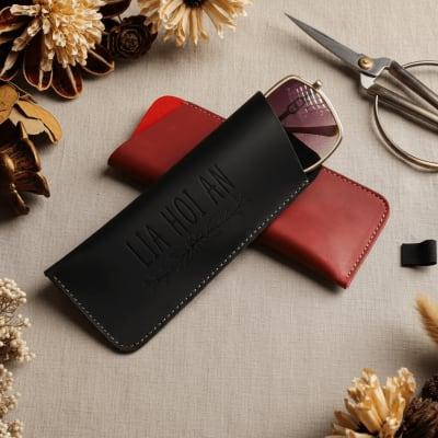 Custom Leather Glasses Case, Soft Eyeglasses Case, Wax Cowhide Sunglasses Cover, Glasses Sleeve, Best Man Gift, Women Gift