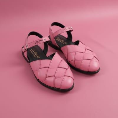 Lia Hoi An Pink Woven Leather Sandal For Her