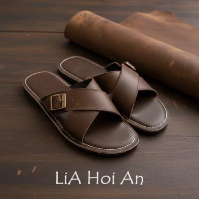 Custom Made Two Strap Sandals For Men - Pullup Wax Leather| Lia Hoi An