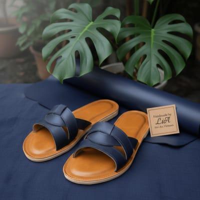 Handcraft Navy Pullup Slide Sandals LiA Hoi An