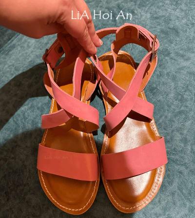 Genuine Leather Pink Casual Sandals Women| LiA Hoi An