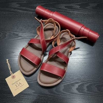 Red Pullup Casual Sandals Women - Strappy Style| LiA Hoi An