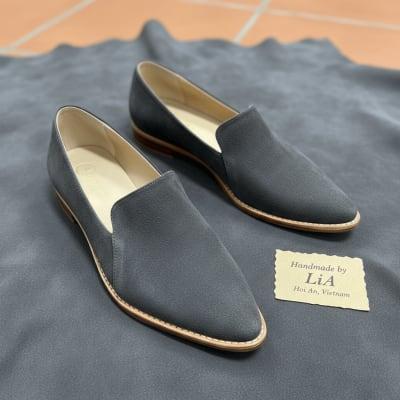 Custom Gray Suede Leather Pointed-Toe Loafer| LiA Hoi An