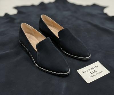 Personalized Black Suede Leather Pointed-Toe Loafer| LiA Hoi An