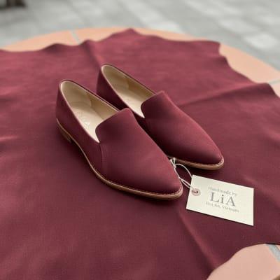 Handcraft Red Suede Leather Pointed-Toe Loafer| LiA Hoi An