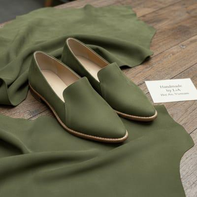Moss Suede Leather Pointed-Toe Loafer For Women| LiA Hoi An