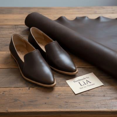 Personalized Chocolate Full-Grain Leather Pointed-Toe Loafer For Her| LiA Hoi An