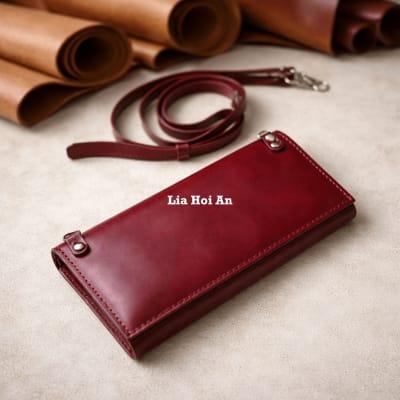 Handmade Minimalist Nappa Leather Purse, Handmade Crossbody Phone Wallet, Gift for Women | Lia Hoi An