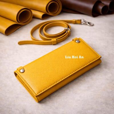 Personalized Minimalist Togo Leather Purse, Slim Phone Wallet - Lia Hoi An