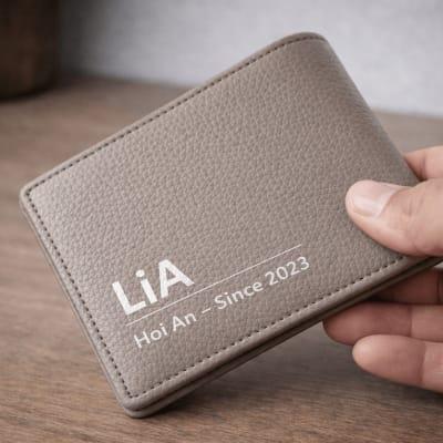 Blue Togo Leather Bi-fold Wallet Men - Lia Hoi An