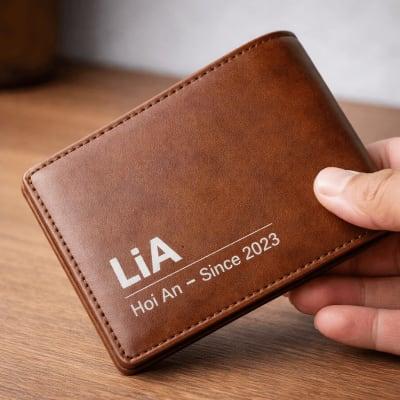 Brown, Green Pullup Leather Bi-fold Wallet Men - Lia Hoi An