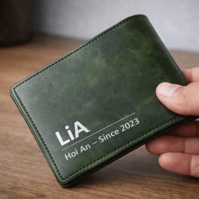 Brown, Green Pullup Leather Bi-fold Wallet Men - Lia Hoi An