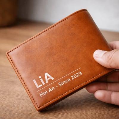 Red Nappa Leather Bi-fold Wallet Men - Lia Hoi An